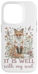 Coque pour iPhone 14 Pro It Is Well With My Soul Religieux Christian Fox Cottagecore