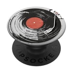 Tourne-disque vintage - Tourne-disque rétro en vinyle PopSockets PopGrip Adhésif