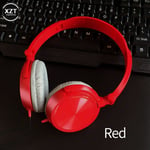 Red with mic Casque filaire l's sur l'oreille, écouteurs stéréo, casque réglable flexible, musique basse HiFi, ensembles de sauna, PC, téléphone MP3 ""Nipseyteko