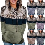 Womens Hoodie Sweatshirt Leopard Jacket Ladies Jumper Hoody Top Army Green S