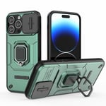 Coque Antichoc avec Trépied et Protection de Caméra Vert pour iPhone 14 Pro Max