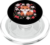 Renard kawaii avec cerises et fleurs de cerisier sakura PopSockets PopGrip pour MagSafe