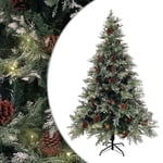 Sapin de No�l pr�-�clair� pommes de pin vert blanc 120cm PVC PE