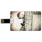 4G USB Flash Drives Credit Card Shape Zombie Decor Memory Stick Bank Card Style Dead Man in Abandoned Old Hell Mystery Blood Vampire Artful Design Decorative,Jade Green Cream Waterproof Pen Thumb Lov