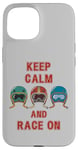 Coque pour iPhone 15 Casque rétro vintage, Go Kart Car Racing, Keep Calm & Race On