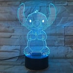 GDRHVFD | Cartoon Stitch 3D-lampa sovrum bordslampa nattlampa akrylpanel USB-kabel 7 färger [DB]