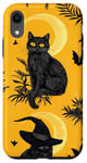 Coque pour iPhone XR Carte de tarot vintage jaune avec chapeau de sorcière tropicale et