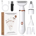 ACWOO Rasoir Électrique Femme, 4 En 1 Rasoir Indolore USB Rechargeable, Tondeuse Femme Indolore, Rasoir Femme Sans Fil, Épilateur Électrique Femme, Pour la Visage, Bras, Jambes, Aisselles, Bikini