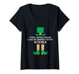 Womens This Leprechaun Can Be Bribed With Vodka Funny St. Paddy Day V-Neck T-Shirt