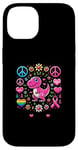 Coque pour iPhone 14 Peace Love Cure T-Rex Dinosaure Sensibilisation au cancer du sein