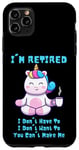 Coque pour iPhone 11 Pro Max Cadeau de départ à la retraite Licorne avec inscription I'm Retired