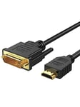 CableCreation Câble DVI vers HDMI bidirectionnel 2 m mâle vers DVI mâle (24+1), Adaptateur HDMI DVI pour Raspberry Pi, Roku, Xbox One, Ordinateur Portable, Blue-Ray Prise en Charge 1080P, 3D