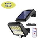 (160cob 3modes Remote) Solar Light Outdoor Sunlight PIR-liiketunnistin 13Mode vedenpitävä katu seinävalaisin puutarha-aidan kadun koristeluun