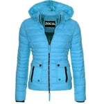 EIJFKNC Manteau pour Femme en Coton rembourré léger Pardessus Chaud Manteau décontracté Solide Veste Femmes Parkas vêtements d'extérieur, Bleu Clair, XXL