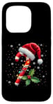 Coque pour iPhone 15 Pro Chapeau de Père Noël en sucre d'orge de Noël pour garçons et filles