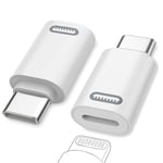 MoKo Lightning Female to USB C Male Adapter, 2Pack USB-C to Lightning Adapter for iPhone 15/16 Pro/16 Pro Max/Plus,Galaxy S24, iPad Pro/Air,for Fast Charging/Data Transfer, Not for Audio/OTG, White PD