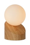 Lucide 45561/01/72 Lampe de Table, Métal/Verre/PVC, 5 W, Bois Clair/Opalin