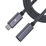 Câble D'extension USB C 0,5m Mâle vers Femelle Câble de Chargement de Données USB 3.2 10Gbp,100W Prise en Charge du Câble D'extension Vidéo/Audio 4K Compatible avec M1M2 MacBok,Galaxy S23 Gris