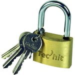 Tech Hit - tec hit 428030 Cadenas en Laiton - Longueur 30 mm - Jeu de 3 Clés