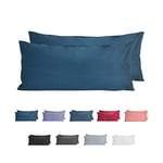 Komfortec 100% Cotton Cushion Covers Set of 2 40 x 80 cm, Super Soft Premium Jersey Pillowcase 150 g/m², Cushion Cover, Deep Sea Blue