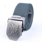 Ceinture en Toile,Mode Hommes Femmes Durable Ceinture en Toile Neutre Us Air Force Boucle en Métal De Luxe Ceintures De Jeans pour Hommes Ceinture Tactique Vintage Sangle Militaire Mâle, Gris, 1