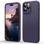 Flyzoo Coque pour iPhone 14 Pro Max Liquid Silicone Case [Mince, Élégante, Antichoc] [Bord Surélevé Caméra & Écran] Étui Housse 4 Couches avec Doublure Microfibre Anti-Rayures, 6,1'', Violet Nuit