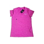 Under Armour Womens UA Tech Twist V-Neck Loose Light Fit Gym T-Shirt Pink, S