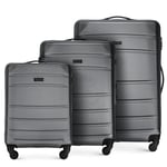 WITTCHEN Valise de Voyage Set de 3 valises Valise à roulettes Bagages à Main en ABS avec 4 roulettes pivotantes Serrure à Combinaison Poignée télescopique Globe Line Gris