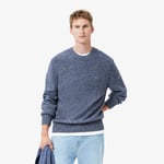 Lacoste Pull en laine cardée moulinée col rond Taille 4XL Bleu Marine