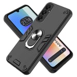 Coque Touché Armure Avec Bague Pivotant Noire pour Samsung Galaxy A05s