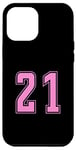 Coque pour iPhone 12 Pro Max Rose Pink Numéro 21 Équipe Junior Sports Uniforme Numéroté