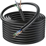 Outdoor Ethernet Cable 100m, Bulk Long Internet Cable 100m Cat 6, High Speed Network Cable 1000Mbps 250MHz, Weatherproof LAN Cable 23AWG CCA UTP Gigabit Black Installation Cable for Router Switch PC