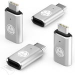 MoKo Lightning Female to USB C Male Adapter 4 Pack, Lightning USB C Adaptor for iPhone 15/16 Pro/16 Pro Max/Plus, Galaxy S24, iPhone to USB C Adapter for Fast Charging, NOT for Headphone, Silver 35W