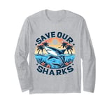 Protect The Shark save the ocean save ocean animals retro Long Sleeve T-Shirt