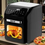 Four Friteuse à Air Chaud 12Lt Digital 1800W Frites Cuisines Sans Huile Noir