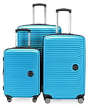 HAUPTSTADTKOFFER Mitte - Set of 3 Suitcases - Hand Luggage Suitcase 55 cm, Medium Suitcase 68 cm + Large Travel Suitcase 77 cm, Hard Shell ABS, TSA, Cyan Blue