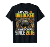 Level 9 Unlocked Awesome Since 2016 9th Birthday Gaming T-Shirt