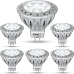 AGOTD Lot de 6 spots LED GU5.3 MR16 - 7 W - 2700 K - Blanc chaud - Remplace les spots halogènes de 50 W - Angle d'éclairage 38° - 12 V AC/DC