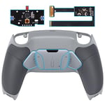 eXtremeRate RISE4 Remap Kit Programmable pour ps5 Manette BDM-010&020, Coque Arrière Redessinée avec 4 Palette pour ps5 Controller, Carte améliorée, Gris Pâle