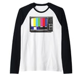 No Signal 70s 80s Television Screen Retro Vintage Funny TV Raglan Baseball Tee