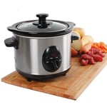 Stainless Steel Slow Cooker Cool Touch Rapid Heat System Warmer Cook 1.5L