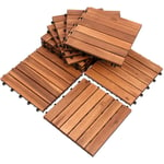 TolleTour Dalles de terrasse caillebotis Lot de 11 dalles en bois de mosaïque de 1 m² 30 x 30 cm Pour balcon jardin terrasse balcon