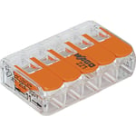 Borne de raccordement Wago 221-415-25 flexible: 0.14-4 mm² rigide: 0.2-4 mm² Nombre de pôles: 5 transparent, orange 25