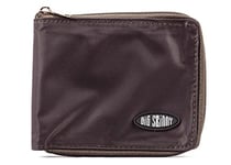 Big Skinny Men's Zippered Bi-Fold Slim Wallet, Holds Up to 25 Cards, Brown