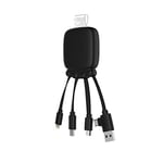 Xoopar Câble Multi Connecteurs USB - Hub USB 4 en 1- Chargeur Smartphone Universel et Batterie Externe 3000 mAH en Plastique Recyclé - Octopus Gamma - Noir