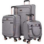 kensie Hudson Lot de 3 valises, Gris chiné, 3-Piece Set (16/20/28), Hudson Softside Lot de 3 valises pivotantes