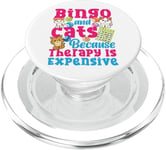 Bingo Player Cat Bingo And Cats Because Therapy Is Expensive PopSockets PopGrip for MagSafe