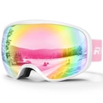 RIOROO Lunettes de Ski Masques Snowboard qualité supérieure pour Enfant 3 à 14 Ans pour Garçons et Filles100% OTG Protection UV Anti-Buée Coupe-Vent Ski Masques Snowboard-double lentille