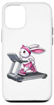 Coque pour iPhone 12/12 Pro Lapin de Pâques sur tapis roulant Gym Fitness Entraînement