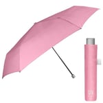 PERLETTI Super Compact Parapluie Anti UV Femme - Mini Parapluie Pliant de Poche Voyage avec Protection Solaire Couche Noir - Parapluie Multicolore Petit Pluie Soleil - Diam 91 cm (Rose Pastel)